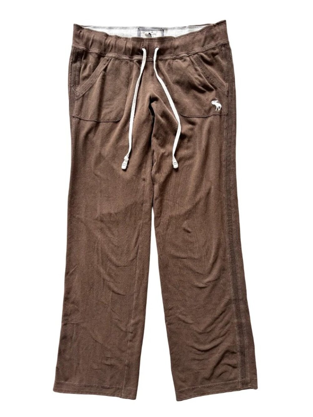VTG ABERCROMBIE & FITCH Straight Leg Brown Utility Sweatpants Moose Logo Y2K SZ